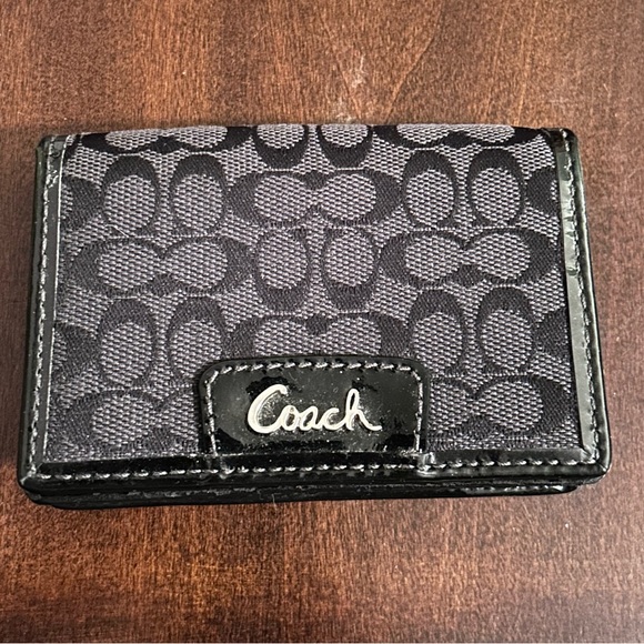 Coach Handbags - COACH y2k Black Signature Canvas Small CardHolder Wallet